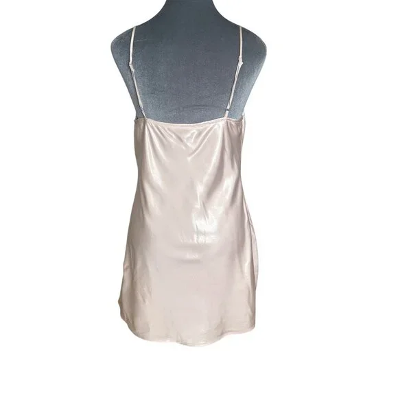 Princess Polly Satin Slip Dress Beige Size 2 Adjustable Spaghetti Straps Cowl Ne - Picture 4 of 6